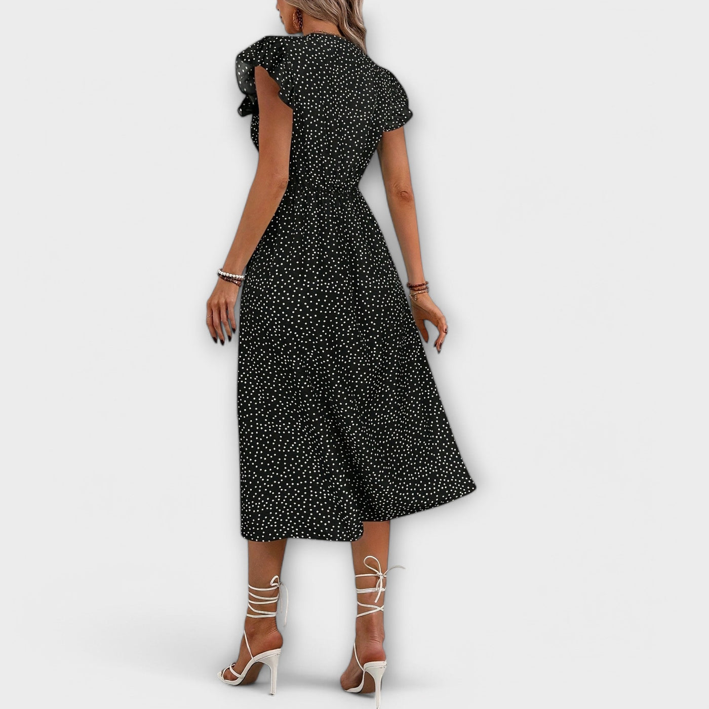 Elegant Polka-Dot Midi-Kjole