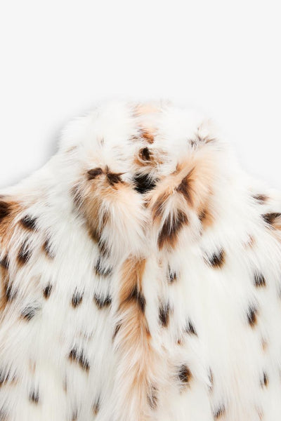 JAKKE I KUNSTPELS MED LEOPARDMØNSTER