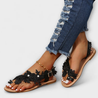 Boho - Behagelige sandaler med blomster & ankelrem