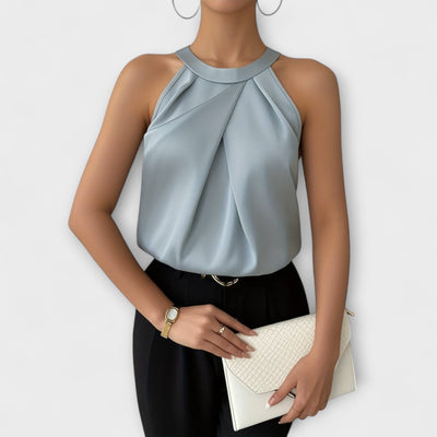 Skye - Elegant satinbluse med off-shoulder-design