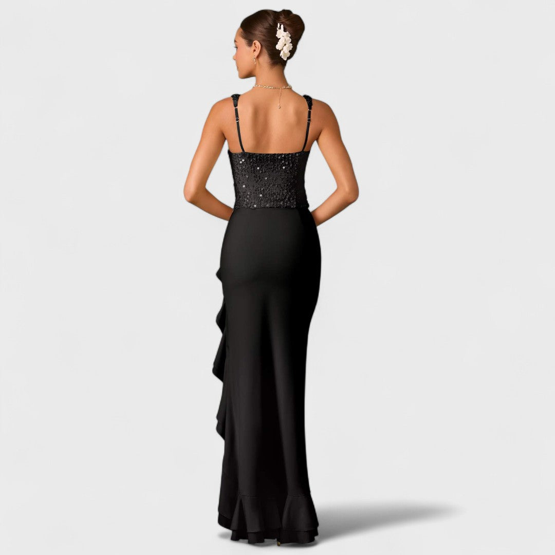 Bella - Corset Kjole i Satin med Volanter