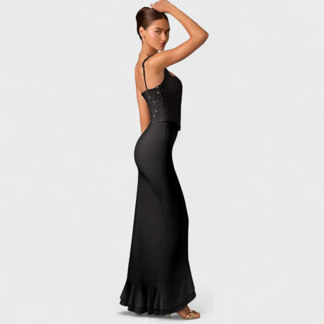 Bella - Corset Kjole i Satin med Volanter