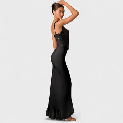 Bella - Corset Kjole i Satin med Volanter