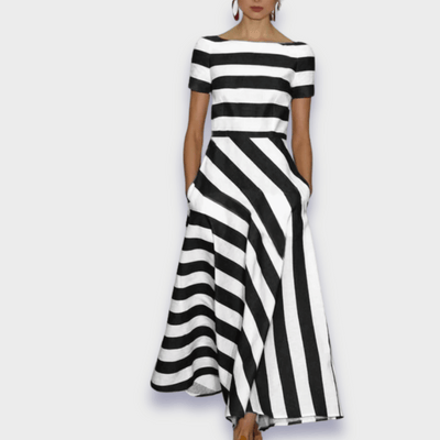 Janell - Lang stribet chemise håndlavet