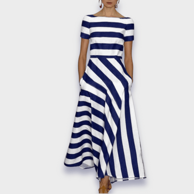 Janell - Lang stribet chemise håndlavet