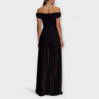 Maelie - Stilfuld stropløs Bodycon-maxikjole med blomsterdekorationer