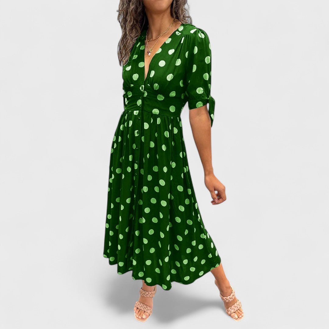 Monique - Elegant Kjole med Prikker
