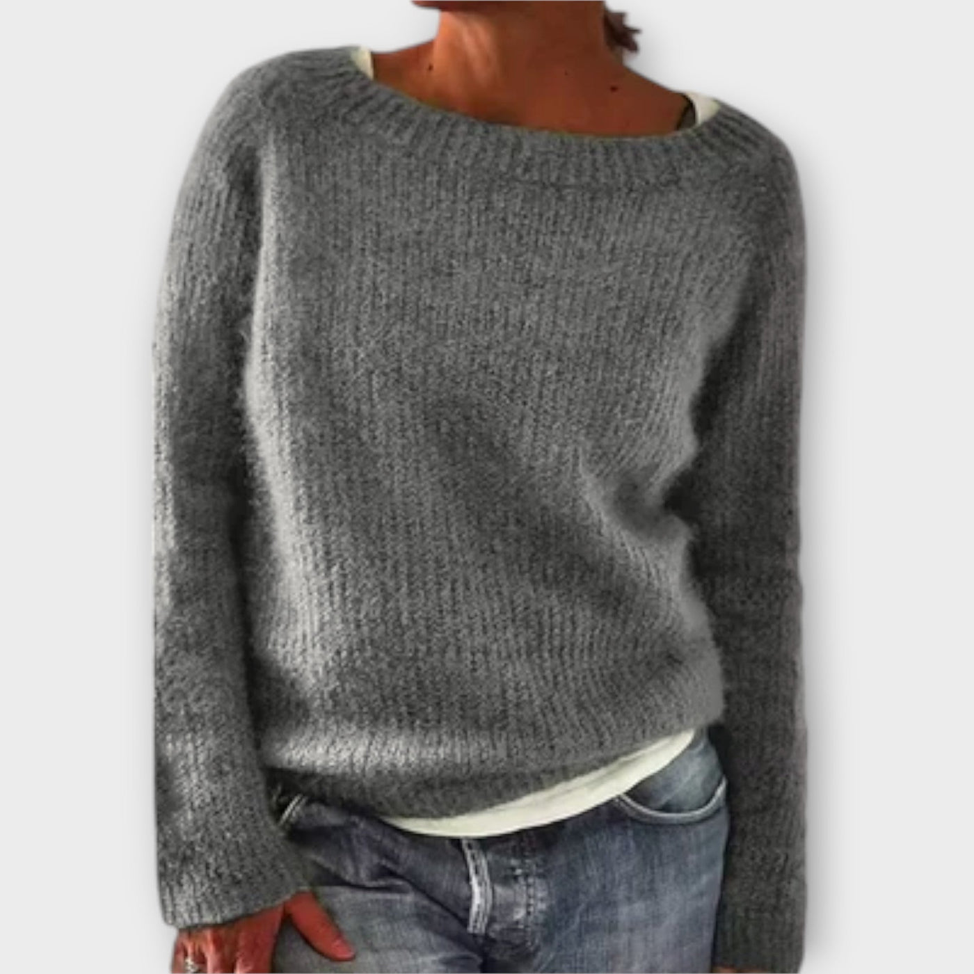Regine – ensfarvet strikpullover