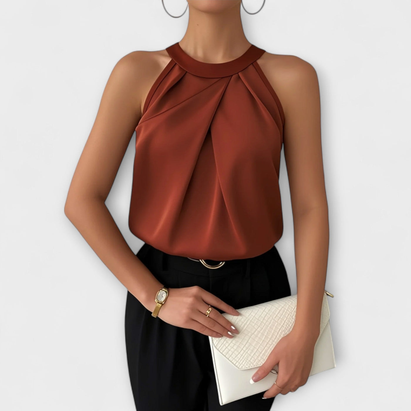 Skye - Elegant satinbluse med off-shoulder-design
