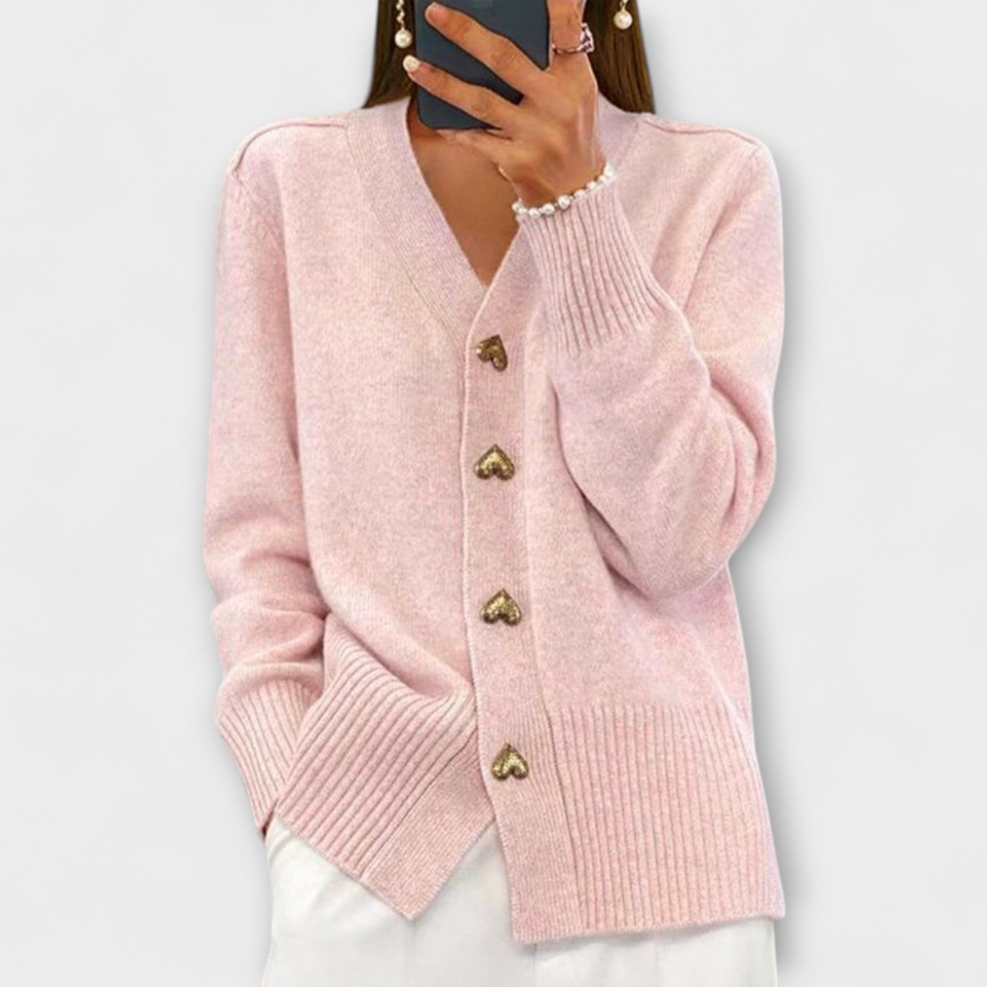 Marij – Damepullover med V-hals i vintage-look