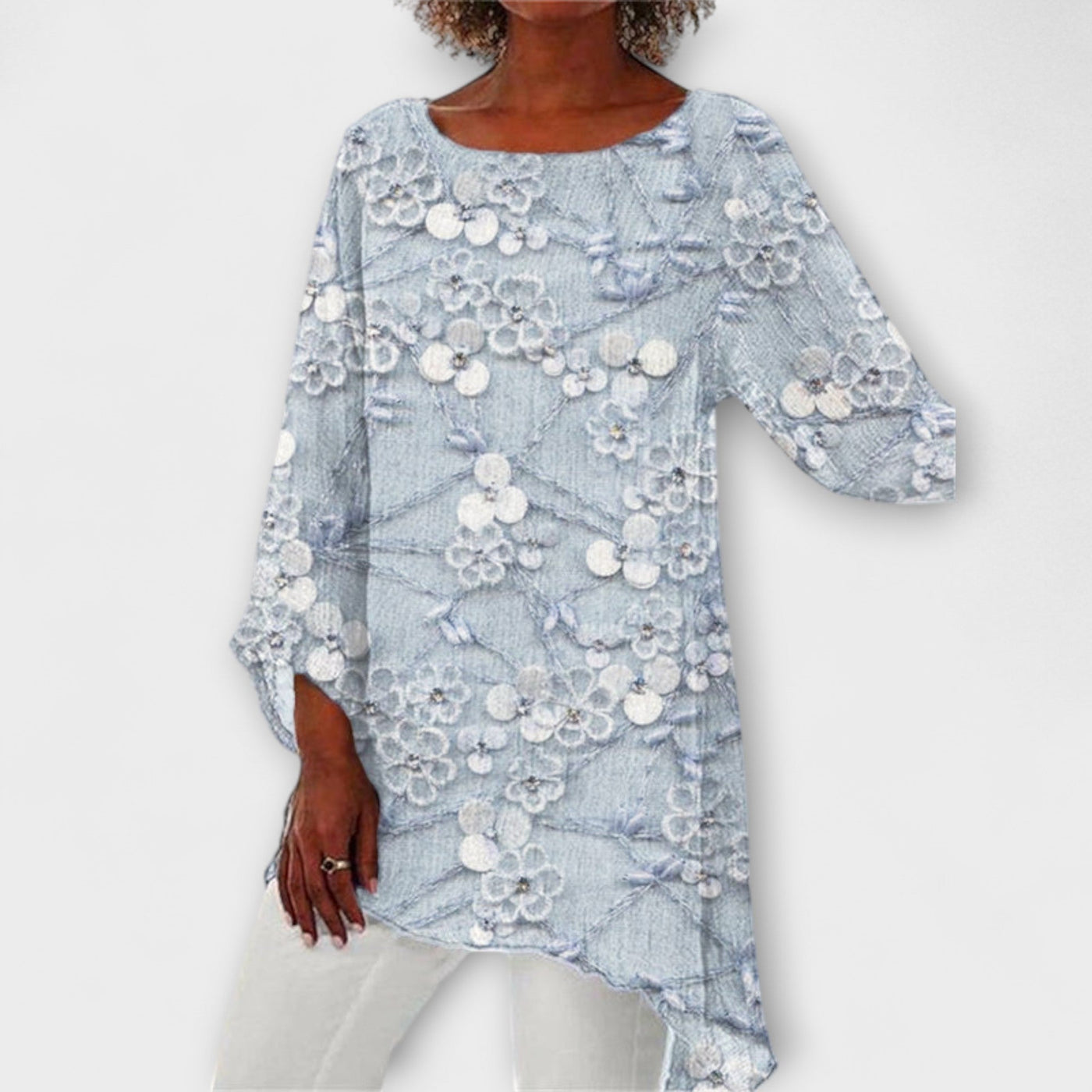 Harper - Bluse med floral krystaltryk