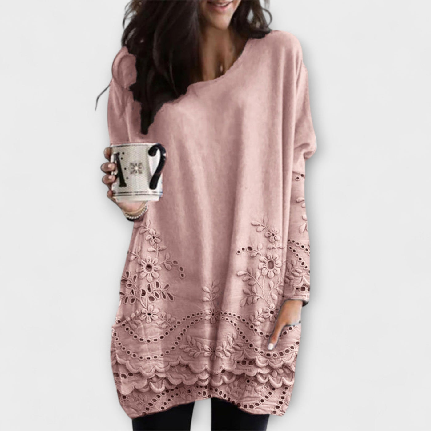 Riley – Trykt Sweater Med Broderi