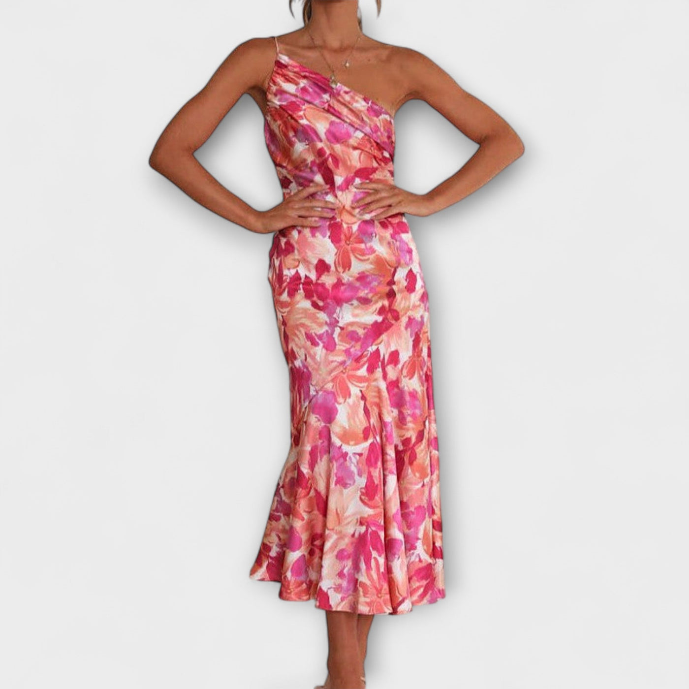 Tabea - Asymmetrisk Blomsterprint Kjole
