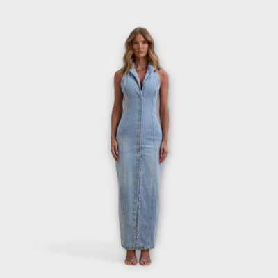 Lacey - Mid Wash Denim Maxikjole