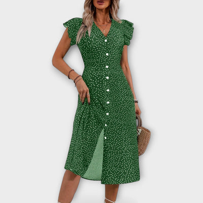 Elegant Polka-Dot Midi-Kjole