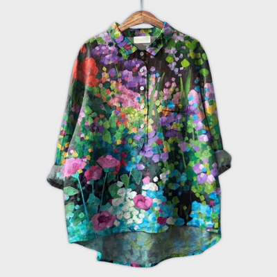 Magdalena - Håndlavet dameskjorte med blomsterdesign