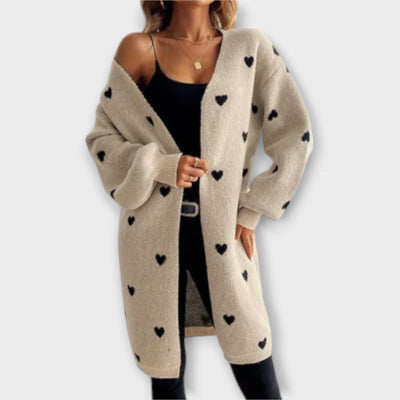 Julia - Cardigan med hjerteprint