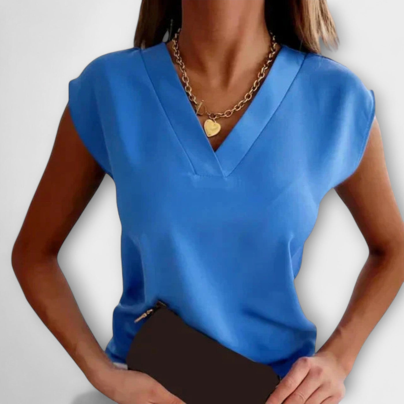 Kvinder V-hals Sommertop med løse ærmer