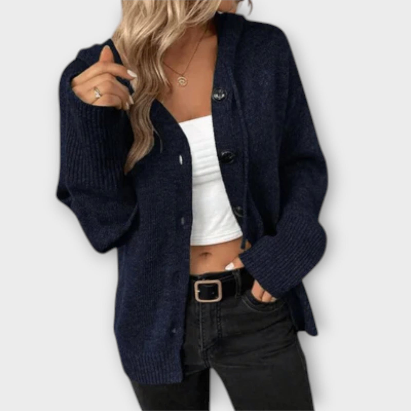Brittan - Strikcardigan med knapper
