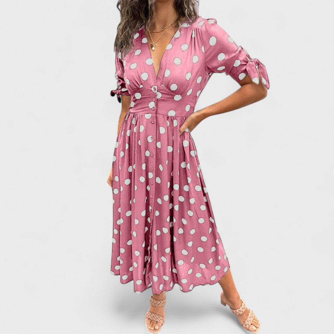Monique - Elegant Kjole med Prikker