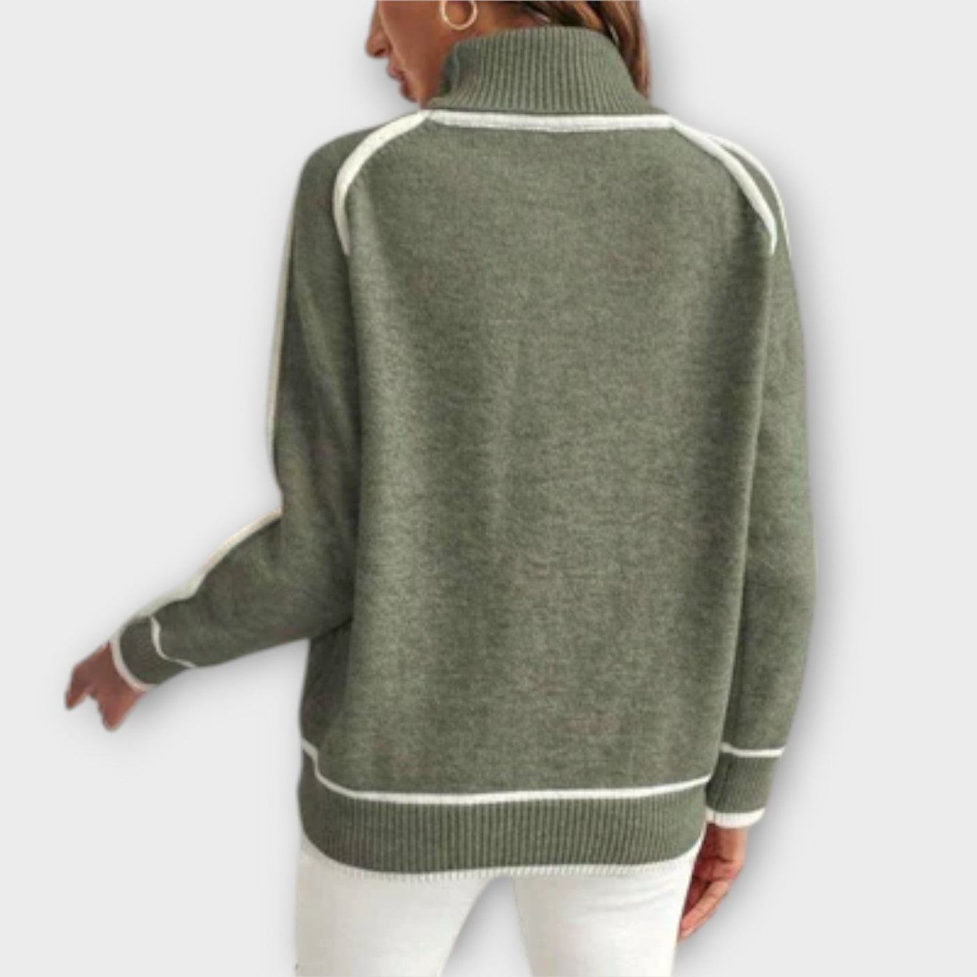 Christine - Luksuriøs olivengrøn strikpullover