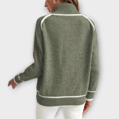 Christine - Luksuriøs olivengrøn strikpullover