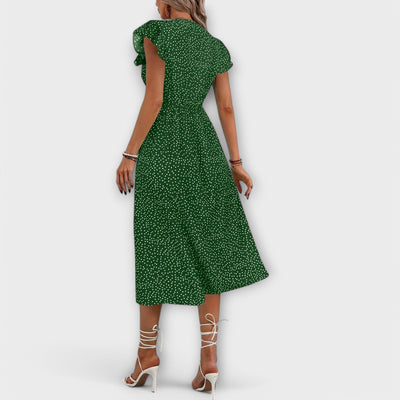 Elegant Polka-Dot Midi-Kjole