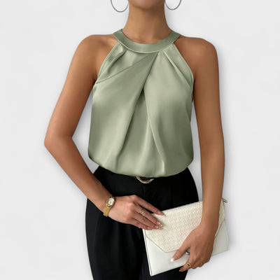 Skye - Elegant satinbluse med off-shoulder-design