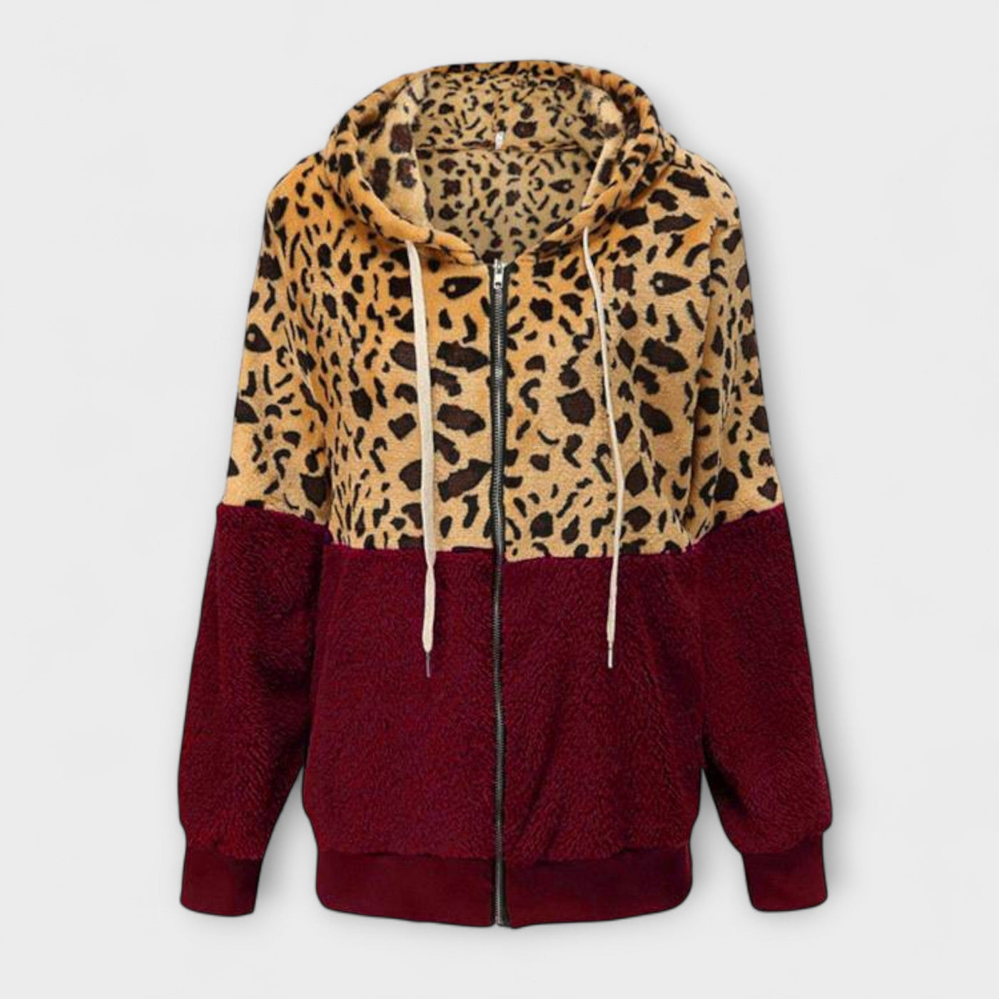 Lea - Fleece hættetrøje med leoparddesign