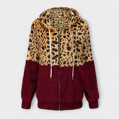 Lea - Fleece hættetrøje med leoparddesign