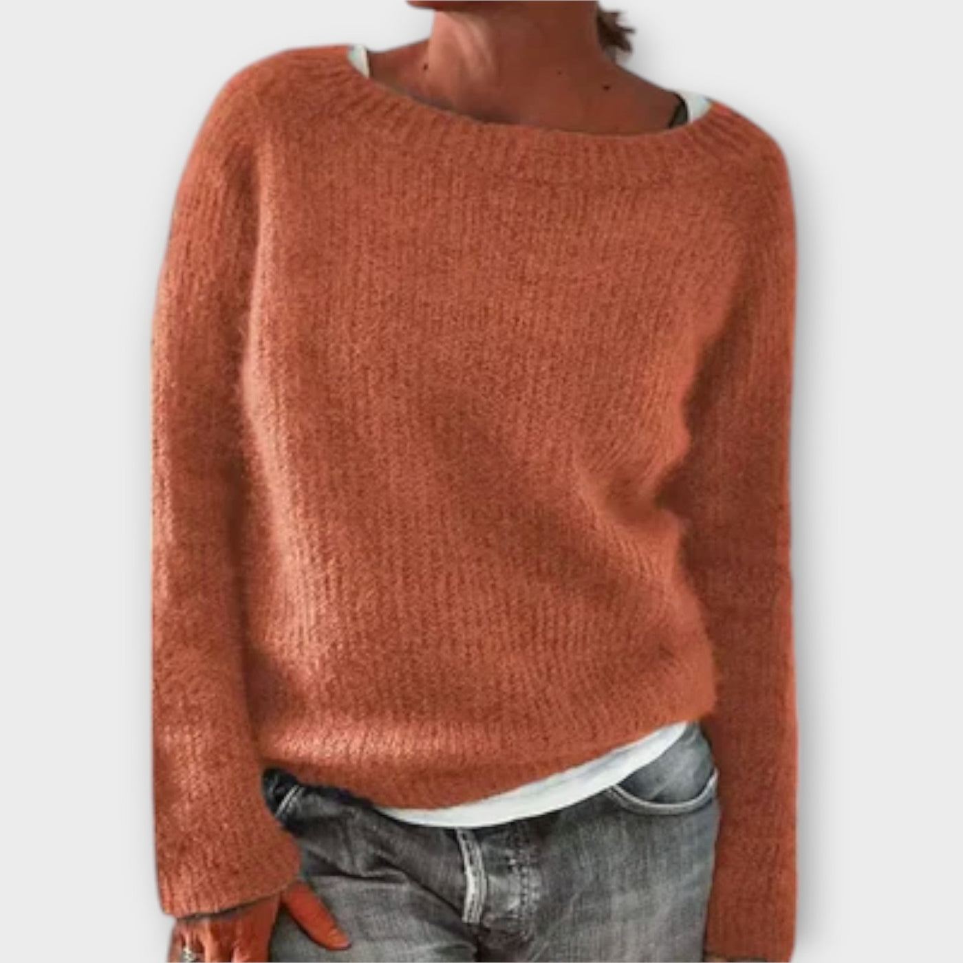 Regine – ensfarvet strikpullover
