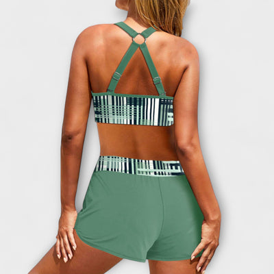 Janelle - Ribbede Bikini med Høj Talje
