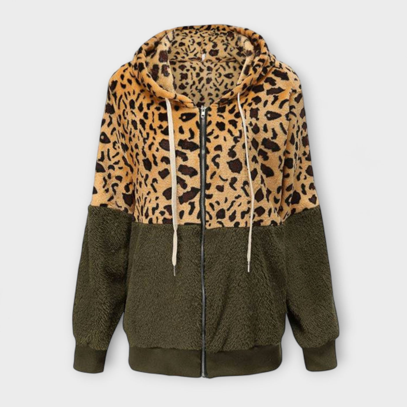 Lea - Fleece hættetrøje med leoparddesign