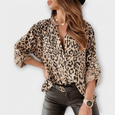 Moderne Bluse med Leopardsmønster