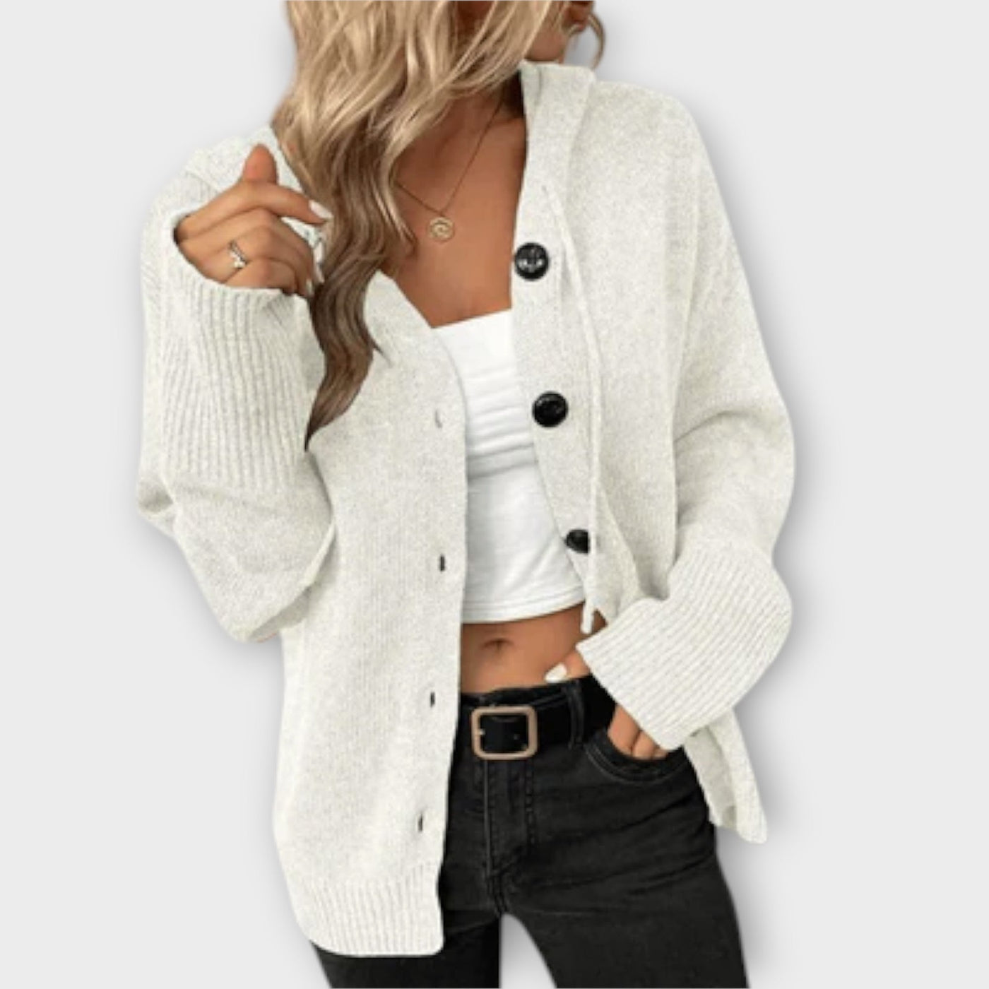 Brittan - Strikcardigan med knapper