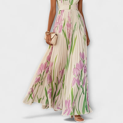 Foldet blomster Chiffon Maxikjole