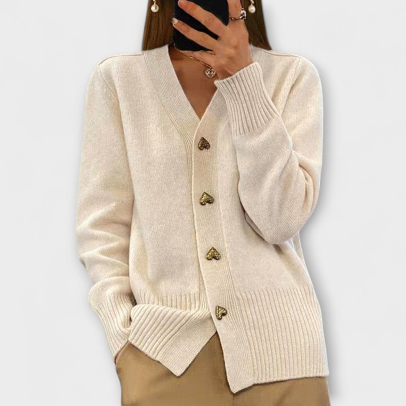 Marij – Damepullover med V-hals i vintage-look