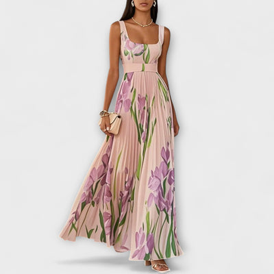 Foldet blomster Chiffon Maxikjole