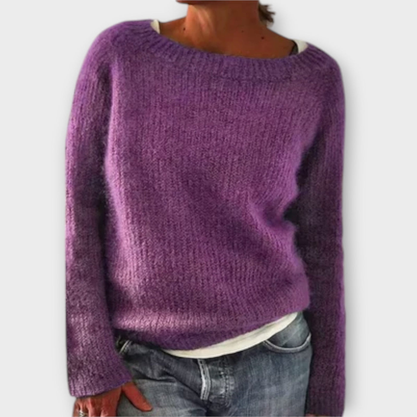 Regine – ensfarvet strikpullover