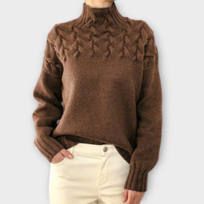 Eva - Damepullover med fletstrik-detalje