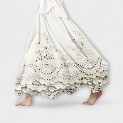 Luna – Boho Maxiskørt Med Broderi