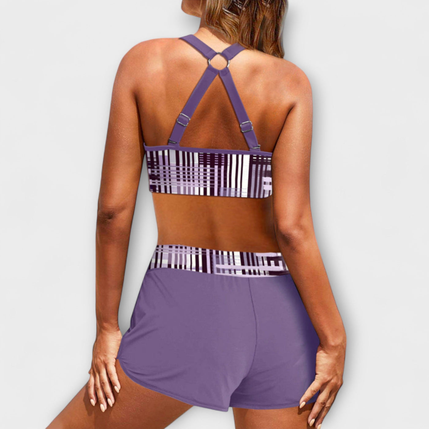 Janelle - Ribbede Bikini med Høj Talje