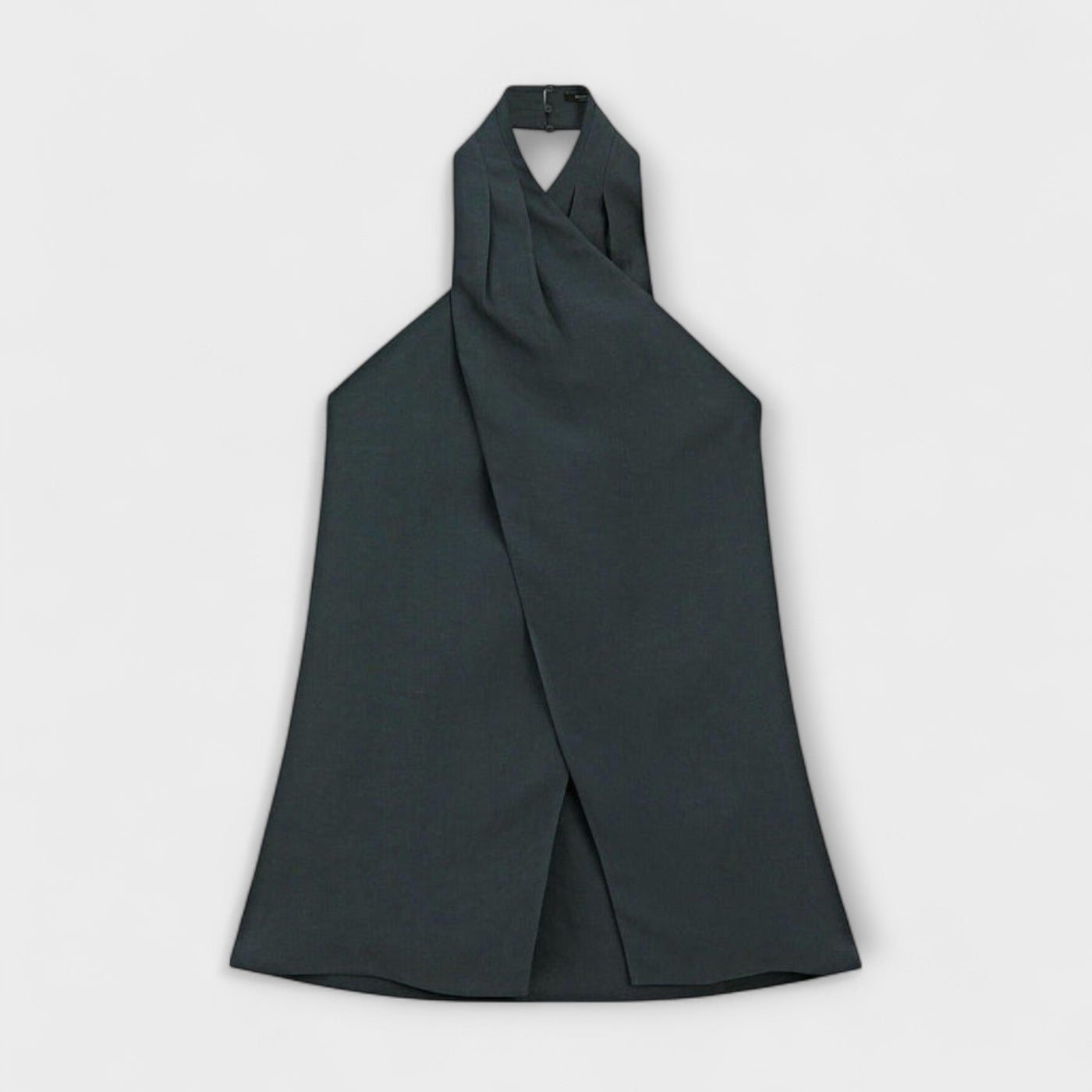 Hannah - Blå Halter Neck Top med Udsnit i Ryggen