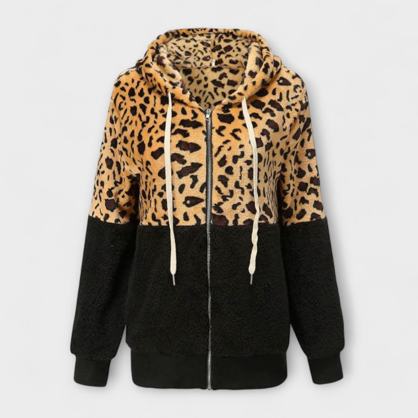 Lea - Fleece hættetrøje med leoparddesign