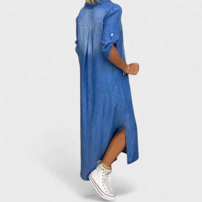 Ilse - Sommerkjole med V-hals i denim
