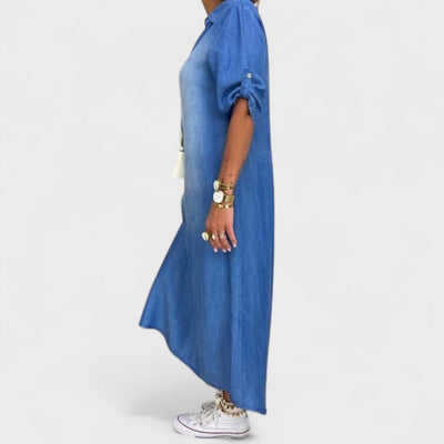Ilse - Sommerkjole med V-hals i denim