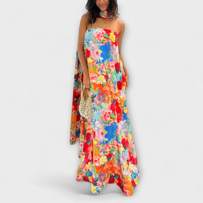 Harlow - Off-Shoulder Blomstret Maxi-Kjole