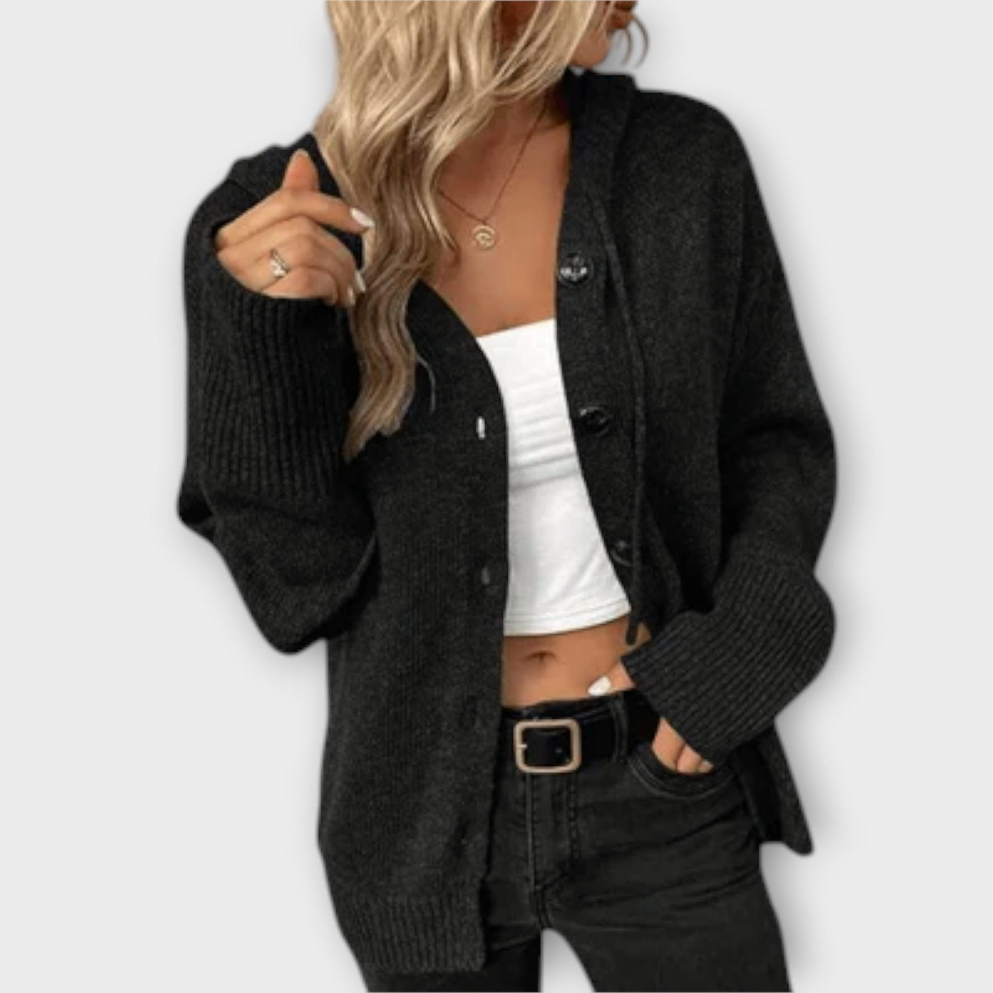 Brittan - Strikcardigan med knapper