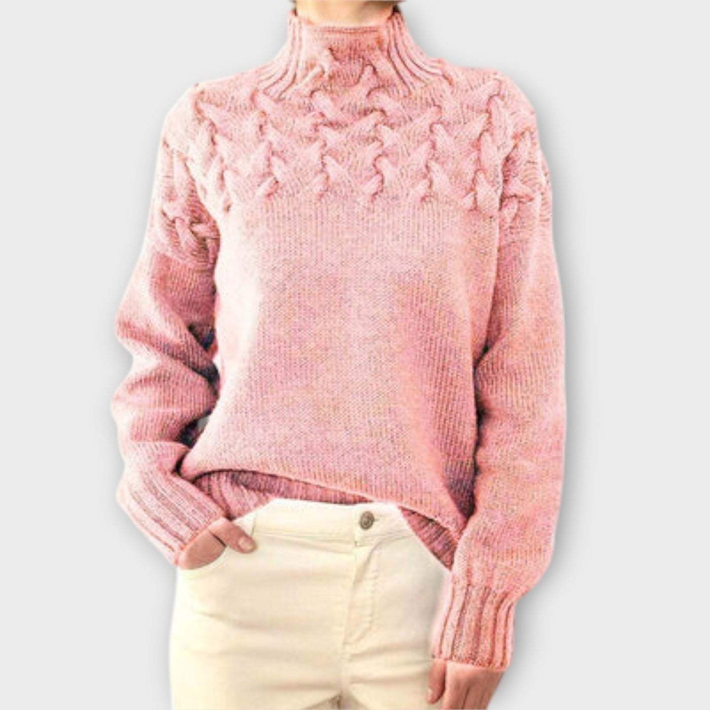 Eva - Damepullover med fletstrik-detalje