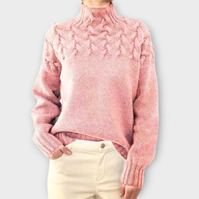 Eva - Damepullover med fletstrik-detalje